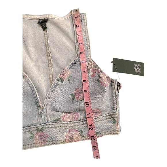 Wild Fable Denim Floral Crop Top XXS – Light Wash - Picture 9 of 9